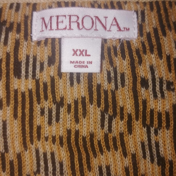 Leopard Cheetah Animal print knit button up sweater Women's 2X XXL Merona - Picture 3 of 3